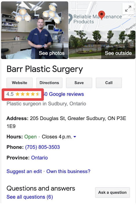 GMB rating before