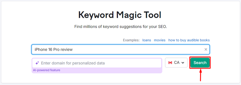 Keyword Magic Tool